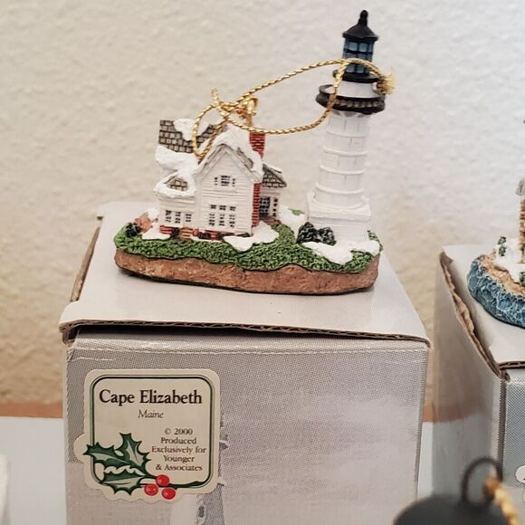 Harbour Lights 7 Ornaments w/ Box Gay Head, Old Field, West Quoddy, Barnegat - Picture 8 of 16
